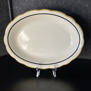 BUFFALO CHINA ‎ 9 1/2" MANHATTAN GOLD RIM OVAL PLATTER SCALLOPED RESTAURANT